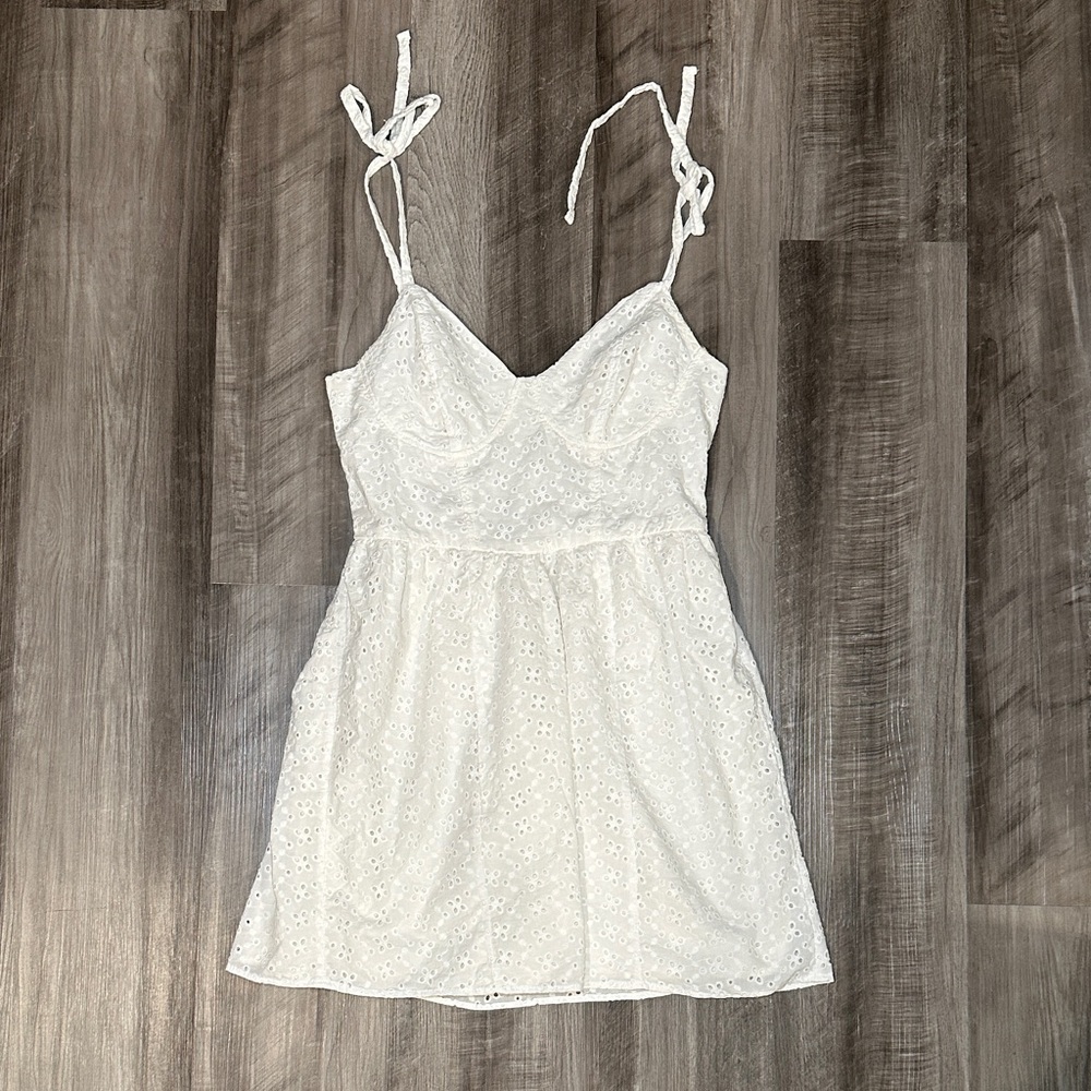 Self E Cotton Eyelet Bustier Flare Mini Dress - Medium